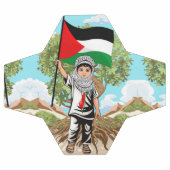 Enfant avec le drapeau de Keffiyeh Palestine (Plat)