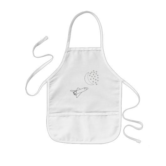 Enfant Coloriage Outline Stars Lune Space Shuttle tablier (Devant)