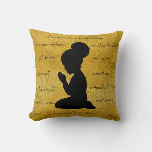 Enfant Coussin Africain-Américain Priant Silhouett