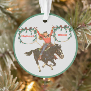 Enfant Cowboy À Cheval Avec Cordes Design De Noël