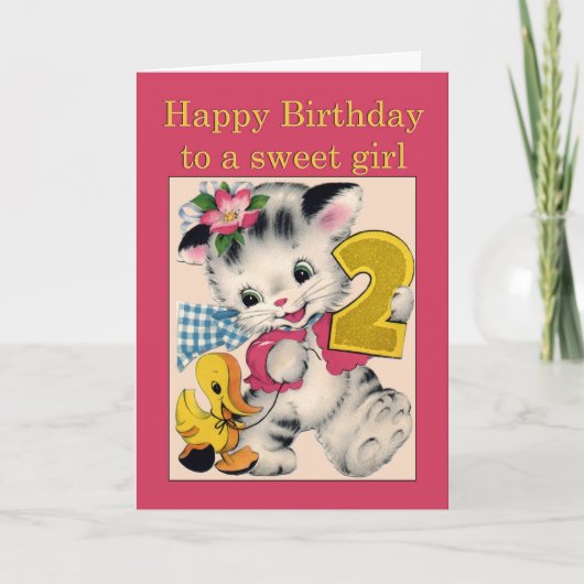 Enfant de deux ans Carte d'anniversaire chat et ca (Devant)