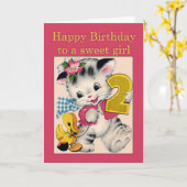 Enfant de deux ans Carte d'anniversaire chat et ca (Fleur jaune)