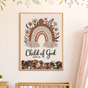 Enfant de Dieu Art mural de nurserie chrétien boho