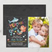 Enfant de requin ou sirène Invitation Anniversaire (Devant / Derrière)