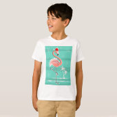 Enfant de T-shirt de rayure de Flamant rose de (Devant entier)