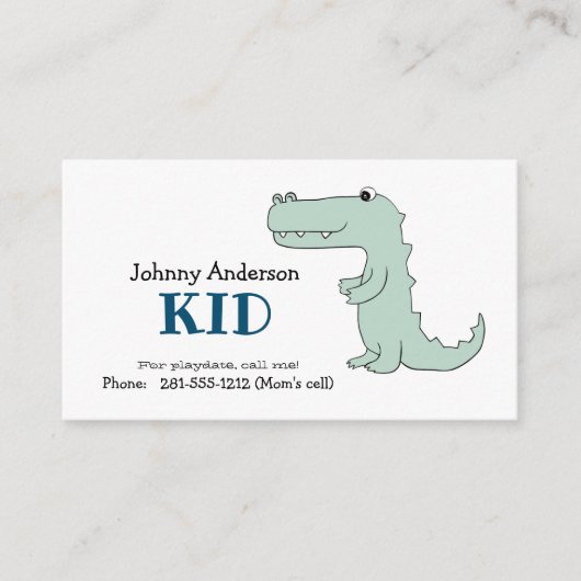 Enfant Dinosaur Carte de visite Pour Garçon Playda (Devant)