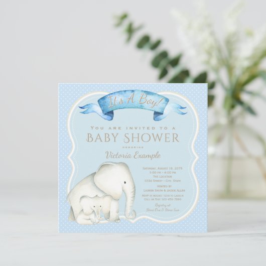 Enfant Eléphant Douche bébé Invitations (Debout devant)