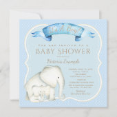 Enfant Eléphant Douche bébé Invitations (Devant)