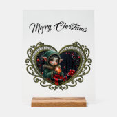 Enfant Elfe mignon en manteau à capuchon vert (Recto)