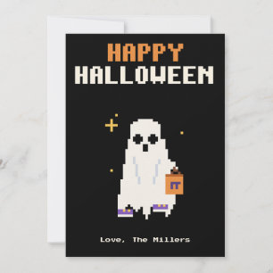 Enfant en costume de fantôme Pixel Art Carte Hallo