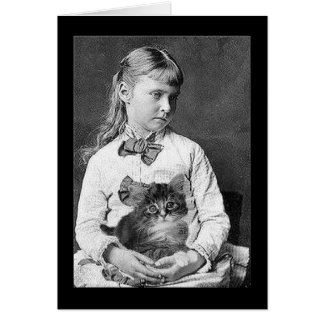 Enfant et chaton victorien