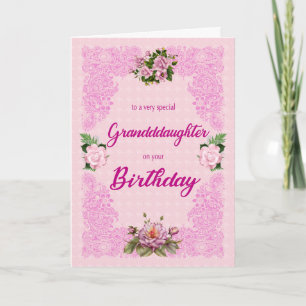 Enfant-fille Anniversaire avec carte rose Roses