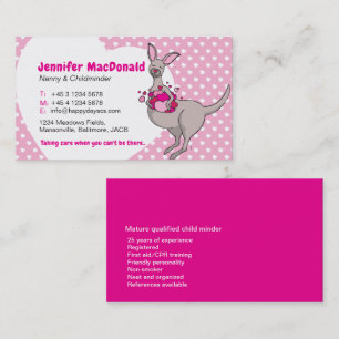 Enfant gardien baby-siter carte rose kangourou