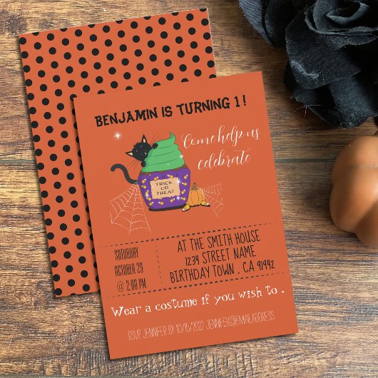 Enfant Halloween Anniversaire Orange Invitation