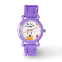 Enfant Hello Summer Paillettes Rouge Horloge