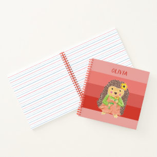 Enfant hérisson sentant des fleurs cahier orange