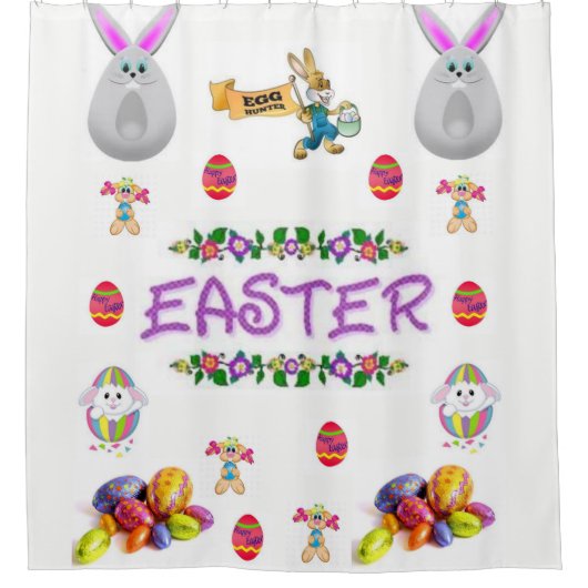 enfant lapin de pâques blanc douche rideau (Devant)