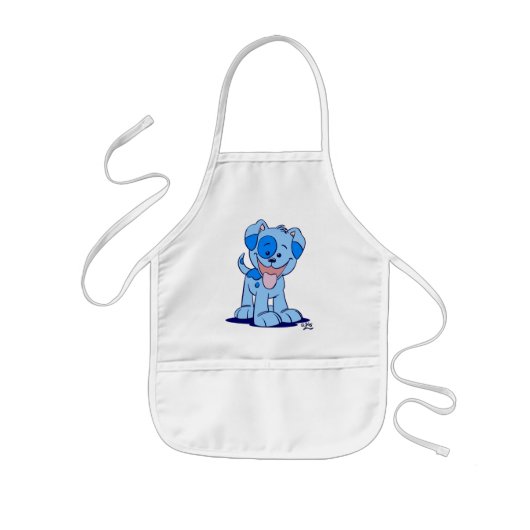 Enfant Petit tablier bleu de cuisine de chiot (Devant)