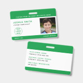 Enfant - Photo ID Badge Musique Visite de l'école  (Front & Back)