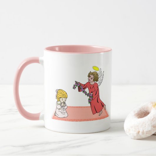 Enfant priant Mug rose (Avec donut)