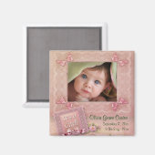 Enfant rose fille cadre photo Magnets de naissance (Recto/Verso)