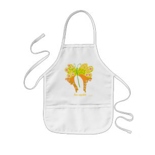Enfant tablier à papillon orange et jaune