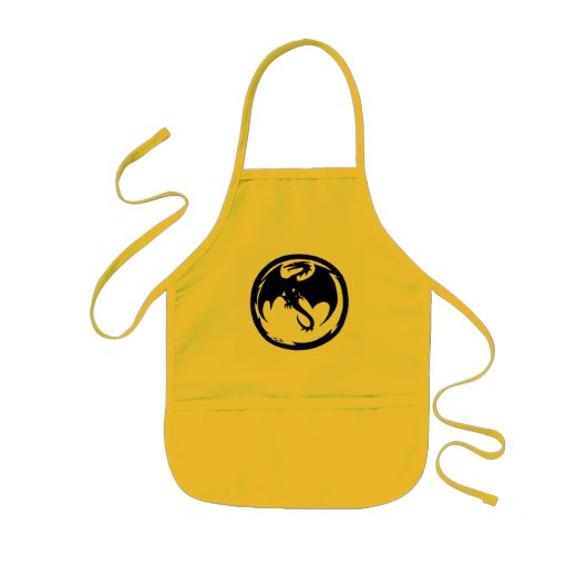 Enfant Tablier de chef jaune Dragon noir enfants (Devant)