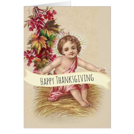 Enfant vintage religieux Jésus de thanksgiving (Devant)