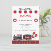 Enfants 4e anniversaire Fête Train Invitation (Debout devant)