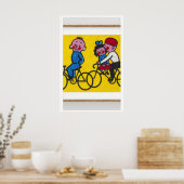 Enfants à vélo - Impression de boîte d'allumettes (Cuisine)