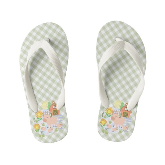 Enfants Agritourisme Cochon Buffalo Plaid. Les tongs de l' (Semelle)