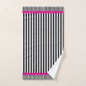 Enfants Alphabet Black Stripes Hot Rose (Serviette à main)