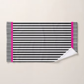Enfants Alphabet Black Stripes Hot Rose (Serviette à main)
