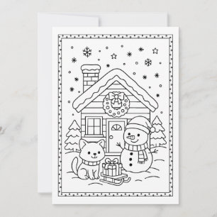 Enfants Amusants Noël Snowman Colorant Carte Flat 