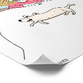 Enfants amusants poster fille et chien dans le lit (Coin)