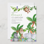 Enfants Animal Safari Anniversaire Fête Invitation (Devant)