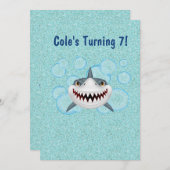 Enfants Aqua Parties scintillant Requin Invitation (Devant / Derrière)