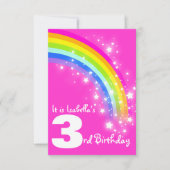 Enfants arc-en-ciel invitation d'anniversaire rose (Devant)