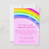 Enfants arc-en-ciel invitation d'anniversaire rose (Dos)