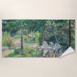 Enfants attablés dans le jardin Camille Pissarro Strandlaken