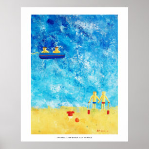 Enfants au bord de la mer impression d'art contemp