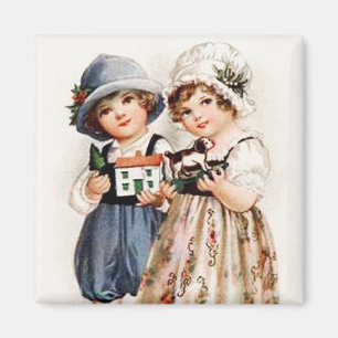 Enfants avec jouets Magnet Vintage