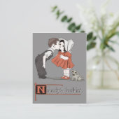 Enfants baisants rétro vintages avec carte postale (Debout devant)