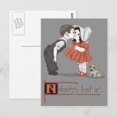 Enfants baisants rétro vintages avec carte postale (Devant / Derrière)