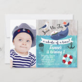 Enfants Baleines photo Aquarelle Invitation d'anni (Devant)