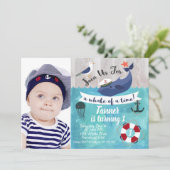 Enfants Baleines photo Aquarelle Invitation d'anni (Debout devant)