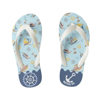 Enfants Bleu marin nautique Les tongs de l'enfant