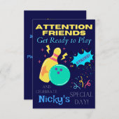 Enfants Bowling thème Anniversaire Invitations de  (Devant / Derrière)