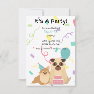 Enfants Carlin Chien Anniversaire Invitation