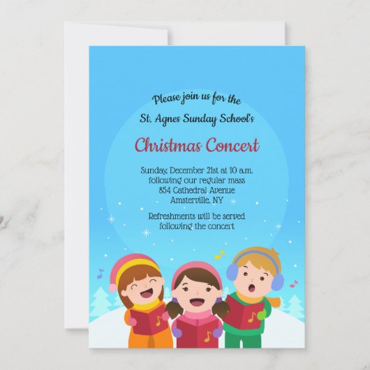 Enfants Caroling Holiday Invitation (Devant)